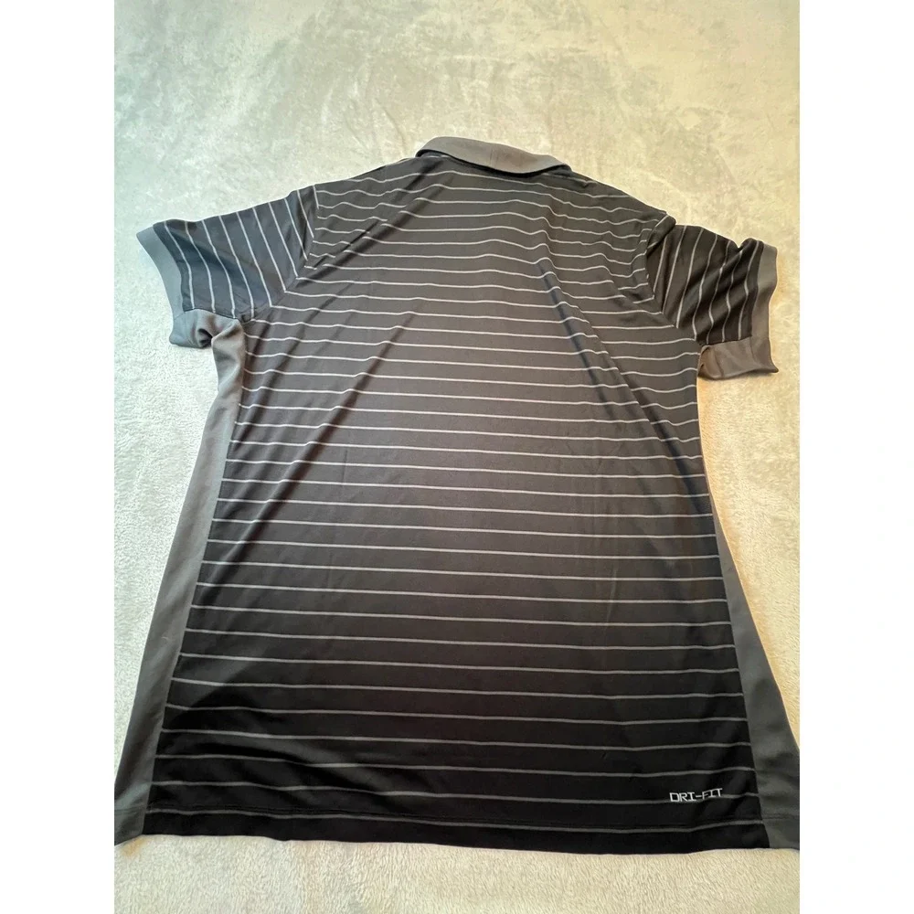 Nike LSU Tigers Polo Mens XXL Gray New Striped Dri-FIT Official On Court Apparel
